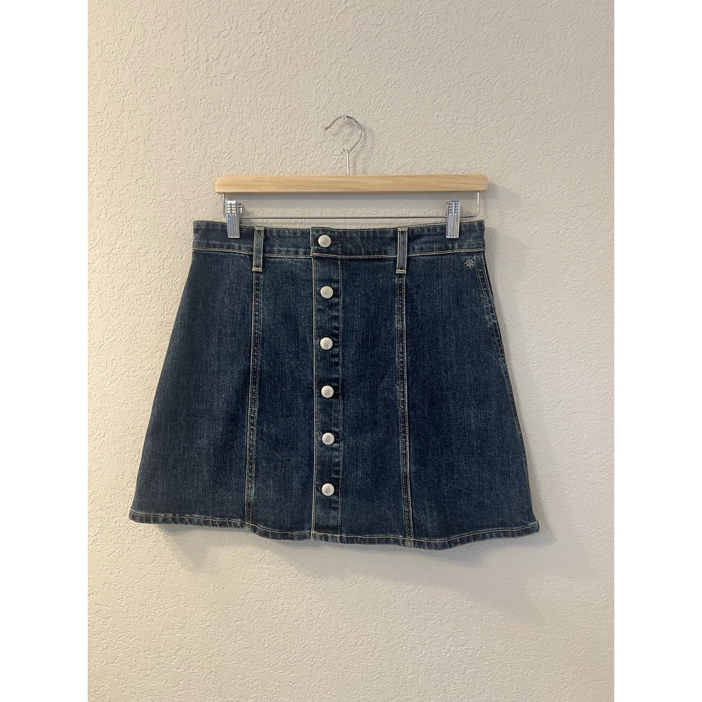 Alexa Chung for AG Size 30 Dark Wash Kety A Line Denim Mini Skirt Buttons EUC
